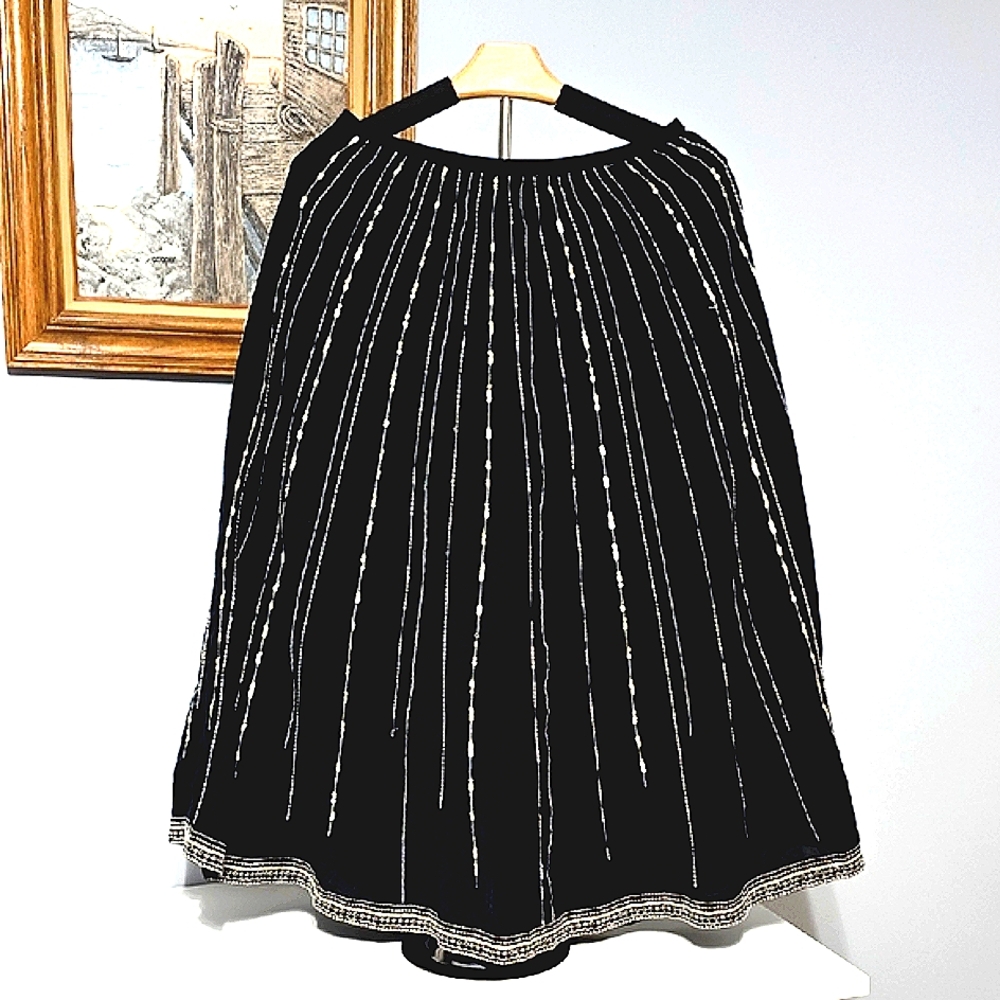 Chico's Black and Silver Sequin Midi Skirt